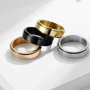 Unisex 6mm Minimalist Smooth <b>Titanium</b> Steel Rotating <b>Ring</b> In Steel Gold Black Rose Gold For <b>Men</b> Women Fashion Jewelry Gift - Product Image 1