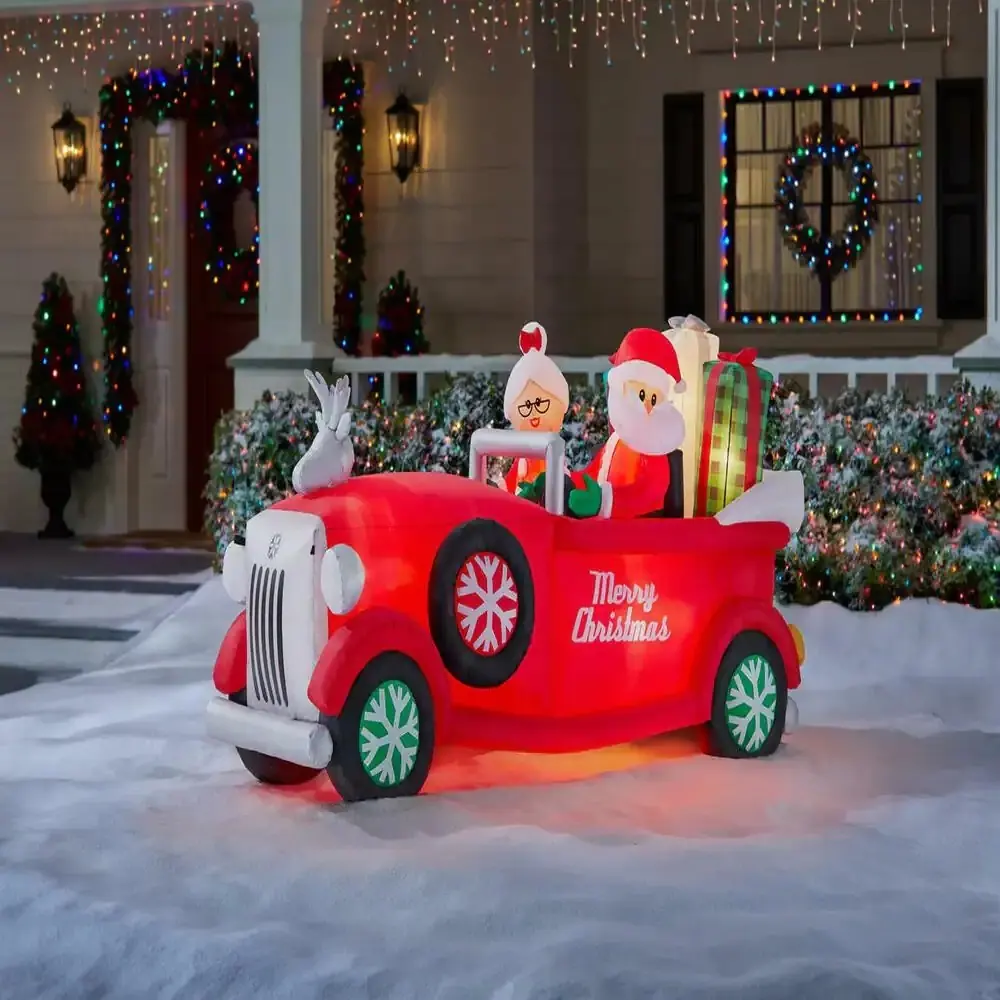 Санта и миссис Клаус в автомобиле, праздничный надувной Рождественский праздничный дисплей