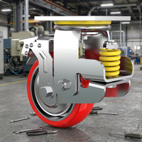 Roda Putar Speedone Heavy Spring Shock-Absorbing 4-8 Inch, Roda PU Tahan Aus Inti Baja Tanpa Rem