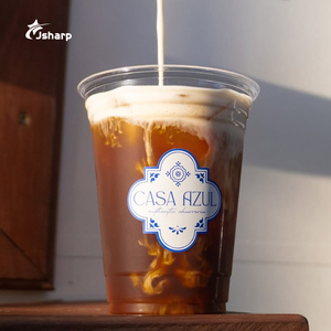 Gelas Plastik PET Sekali Pakai Custom 98 Caliber 16oz untuk Minuman Dingin Kopi, Gelas Transparan dengan Tutup dan Sedotan - Product Image 2