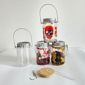 Çok fonksiyonlu Led güneş ışıkları çift duvar kar küresi 11oz cam güneş enerjili cam kavanoz güneş ışıkları ile kapaklar, bambu kapak ve saman - Product Image 3