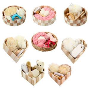 Prácticas esponjas pequeñas Luffa en forma de corazón elegante depurador de baño de pies cuidado juego de almohadillas de madera herramientas de maquillaje limpiador para Hotel Spa - Product Image 6