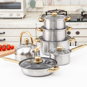 <span class=keywords><strong>12</strong></span> Mảnh chậu Bộ không dính <span class=keywords><strong>Cookware</strong></span> nhà bếp nấu ăn nồi Set không dính <span class=keywords><strong>Cookware</strong></span> Set thép không gỉ với Ấm đun nước bền vững - Product Image 1