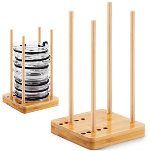 Organisateur de couvercles de gobelets en bambou réglable, support vertical détachable pour couvercles de gobelets Yeti / Stanley / Simple Modern - Product Image 1