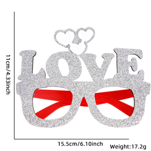 Kacamata Felt Hitam Kustom Dengan Hati Glitter Merah & Sayap Malaikat Perak, Properti Foto Booth Pesta Romantis Valentine - Product Image 6