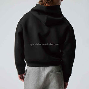 Vêtements d'hiver Meilleur fabricant de sweat à capuche uni Noir Custom Oversized Heavy Cotton Hoodies Men Cropped Heavyweight Blank Hoodie - Product Image 4