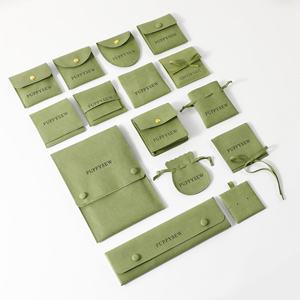 PUPPYSEW Pochette à Bijoux en Microfibre avec Bouton, Enveloppe à Bijoux Personnalisée, Sac d'Emballage pour Bague et Bracelet avec Logo Personnalisé - Product Image 1