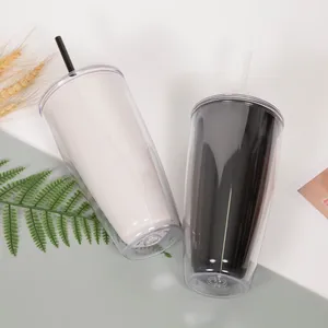 New Simple Large Capacity 760ml Plastic Drinking Double-wall Water Bottle With Straw Cold And Hot Cup Tumbler For Home Office