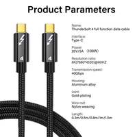 Kabel USB4 0.3m 0.5m 1m 1.5m 40Gbps 100W 8K Tipe C Pengisian Cepat Thunderbolt 3 Nilon Kabel Transfer Data Komputer & Kamera