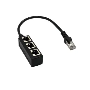 شبكة إيثرنت LAN منفصل 3 في 1 RJ45 وصلة RJ45 كابل محول لتمديد شبكة من 1 ذكر إلى 2/3 أنثى