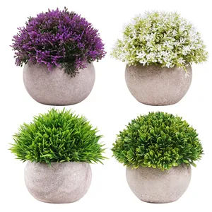LORENDA-Mini plantas en maceta P4AZ01, gran oferta, Juego de 4 plantas artificiales de plástico de imitación para interior, mesa pequeña, bonsái
