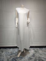 Abaya blanche sans manches, robe longue intérieure, vente en gros, Dubaï, Kaftan musulman, Ramadan, Aïd 2026, fournisseur d'usine