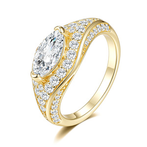 S925 Sterling Silver Marquise Moissanite Halo <b>Ring</b> Twisted Band Engagement Wedding <b>Finger</b> <b>Ring</b> For Women Two Tone Available - Product Image 1