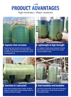 Conteneur de stockage de liquides chimiques acides et alcalins en fibre de verre de qualité industrielle avec structure anti-fuite et pompe pour site d'usine