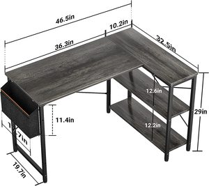 Moderno a forma di L in metallo con struttura in legno scrivania grande <span class=keywords><strong>angolo</strong></span> della famiglia <span class=keywords><strong>Studio</strong></span> scrivania del Computer con borsa di stoccaggio - Product Image 6