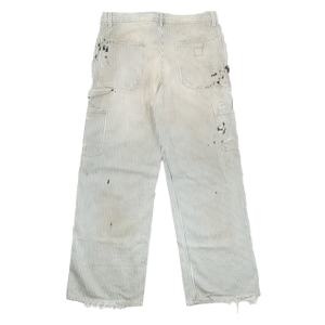 Jeans Homme Personnalisés à Rayures Fines Style Urbain, Coupe Large, Double Genou, Denim Oversize, Rayures Bleues et Blanches, Jean Baggy pour Homme - Product Image 5
