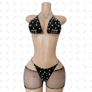 Conjuntos de 2 y 3 Piezas Negros de Estilo Popular Disponibles en Vadulyer, Conjuntos Sexys y Bonitos para Chicas Rave, Trajes de Stripper para Club - Product Image 4