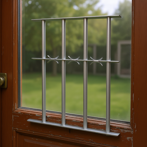 Grille de sécurité argentée réglable 19,7-25,6 pouces pour porte et fenêtre, en acier inoxydable, design industriel, installation facile - Product Image 2