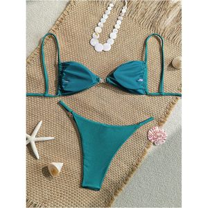 FOXA Women's 2 Piece <b>Bikini</b> <b>Set</b> Starfish Decor Padded Spaghetti Strap Bathing Suit Swimwear - Product Image 2