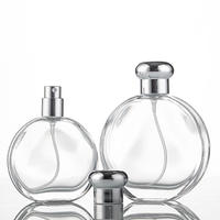 Flacon pulvérisateur de parfum en verre transparent, conteneur cosmétique plat et rond avec pompe, impression sérigraphique, emballage d'échantillons