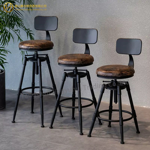 등받이가있는 아메리칸 스타일 산업 높이 조절 가능한 철 회전 카운터 바 의자 - Product Image 5
