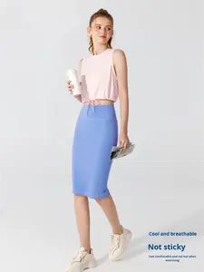 Camiseta Deportiva de Yoga para Mujer, Tejido Dobby Sólido con Protección UV, Sin Mangas, con Cordón Ajustable, para Correr y Hacer Ejercicio, Marca Ice Feel Original Yarn - Product Image 3