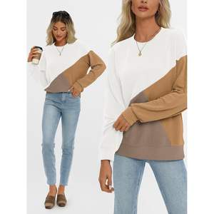 2025 2025 <b>Women's</b> Long Sleeve Crewneck <b>Top</b> Color Block Embroidered Logo Loose Fit Knitted XL 2XL Sizes <b>for</b> Autumn Spring - Product Image 3