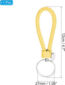 Porte-clés en cuir tressé fait main de qualité supérieure, cordon porte-clés en acier inoxydable, pendentif de voiture, accessoires de mode de créateur pour hommes et femmes - Product Image 2