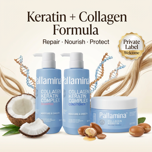 Ensemble de soins capillaires Pallamina en gros : Shampoing, <span class=keywords><strong>après</strong></span>-shampoing et masque capillaire à la kératine et aux protéines pour un traitement revitalisant en profondeur des <span class=keywords><strong>cheveux</strong></span> abîmés (OEM) - Product Image 3