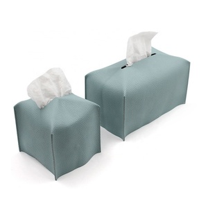 Boîte à mouchoirs carrée décorative en cuir PU Boshho – Distributeur moderne de mouchoirs en cuir pour salle d'hôtes - Product Image 5