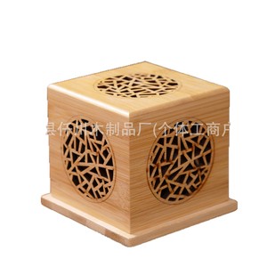 Brûleur d'encens en bambou 11x11x10,5 cm, ornement de bureau d'aromathérapie, design creux en bois massif - Product Image 5