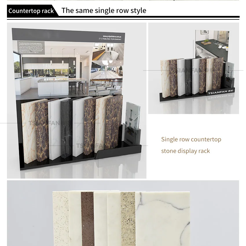 Factory Metal Sample Quartz Stone Display Tabletop Stand Showroom Porcelain Mosaic Marble Display Racks Countertop Tile Displays