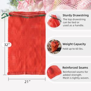 Huamaohengchun 50 Bolsas de Malla Extra Grandes y Duraderas para Productos, 60 Libras, Reutilizables, Material LDPE, Bolsas para Almacenamiento de Vegetales 21x32 - Product Image 5