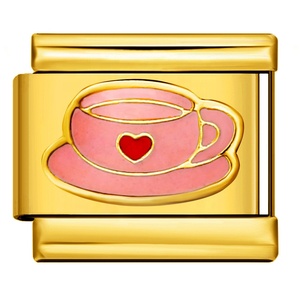 All-Gold Heart Italian <strong>Module</strong> DIY <strong>Elastic</strong> Splicing Strap Chain Titanium Steel Welded Oil Drip Fashion Charm Bracelets-Wholesale - Product Image 3