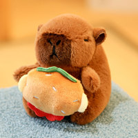 Porte-clés 3D en peluche Capybara Hamburger Frites, écologique, durable, doux, mignon, jouet en peluche, pendentif de sac à dos pour couple