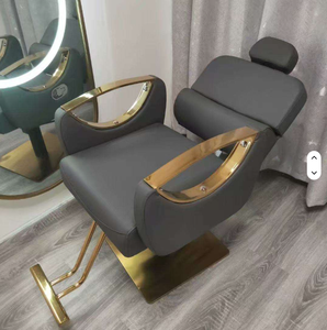 Modern Leather Seat Metal Frame Reclining Barber Chair with Hydraulic Pump and <b>Adjustable</b> Footrest-Commercial Salon Furniture - Product Image 2