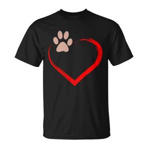 T-Shirt Promozionale per San Valentino con Impronta di Zampa e Cuore per Amanti di Cani e Cuccioli - Product Image 1