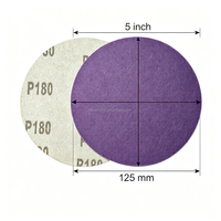 Disque de ponçage en céramique premium de 5 pouces (125 mm) sans trou, violet, à fixation auto-agrippante pour le polissage haute performance des métaux
