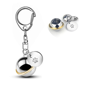 Ready to Ship | Minimalist Stainless Steel Pet Ashes Sphere Keychain | Paw-Print Charm Urn Pendant for Dog &amp; <strong>Cat</strong> <strong>Memorial</strong> - Product Image 2