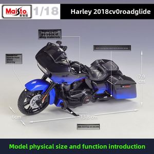โมเดลรถมอเตอร์ไซค์อเมริกันทัวริ่งปี 2018 ขนาด 1:18 สีดำน้ำเงิน สไตล์ CVO ทำจากโลหะ พร้อมฐานตั้งโชว์ ของสะสม - Product Image 2