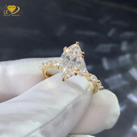 Bague de fiançailles romantique en or jaune massif 10 carats avec diamants de laboratoire taille marquise 2 carats Galaxy, très bonnes finitions, clarté VS1