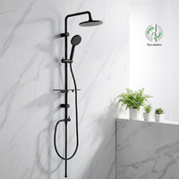 Ensemble de douche moderne pour salle de bain avec inverseur, barre coulissante double section, douchette à main 3 fonctions, jet de plafond, distributeur de savon et fixation murale pour lavabos