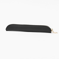 Étui à stylo en cuir simple de couleur unie en PU pour étudiants, papeterie de bureau, protection contre la perte