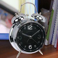 Jam Alarm Besar Digital dengan Dua Lonceng, Jam Meja Kuarsa Retro 8 Inci, Jam Logam untuk Ruang Tamu, Tanpa Suara
