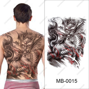 Imperméable Grand <span class=keywords><strong>Dos</strong></span> Complet Poitrine Temporaire Flash Tatouages Cool Hommes et Femmes Poisson Loup Tigre Dragon <span class=keywords><strong>Tatouage</strong></span> Autocollants - Product Image 2