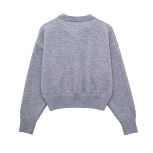 Dalang Women's Wool Short <b>Cardigan</b> Long Sleeve Knitted Sweater Single Breasted Loose Fit Medium <b>Thickness</b> - Product Image 4