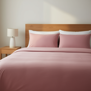 Sábanas Dobles Lavadas Viasoft, Color Rosa, Algodón Liso Teñido, Ropa de Cama para el Hogar, para Todas las Temporadas, Uso Adulto - Product Image 2