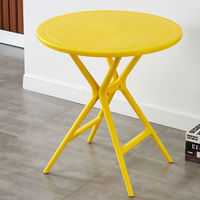 Table de salle à manger ronde pliable en plastique, table de bistrot imperméable pour extérieur, café, patio, restaurant, maison