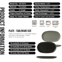 Assiette Ovale en Céramique Vente en Gros Direct Usine, Assiettes de Dîner et Poisson Rectangulaires en Porcelaine Noire Mate pour Restaurant