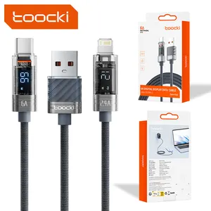 Toocki digital transparent screen fast charge cable usb a type c data cables for iphone mobile phone